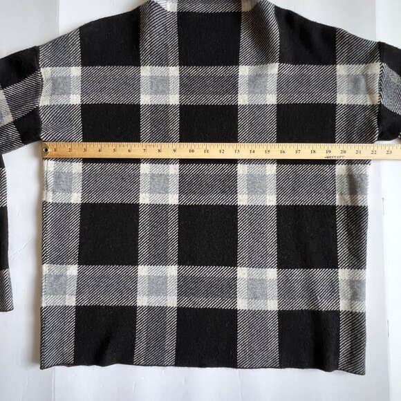 Max Studio Pullover Mock Neck Sweater, Black and White Block Plaid Print, Size L - Picture 9 of 13